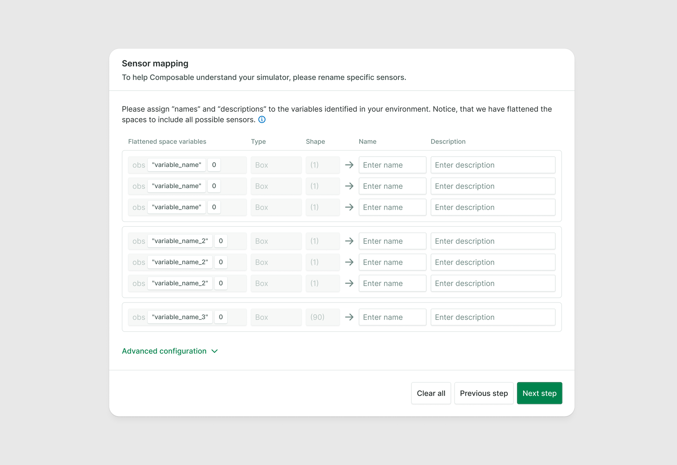 Composabl platform screen