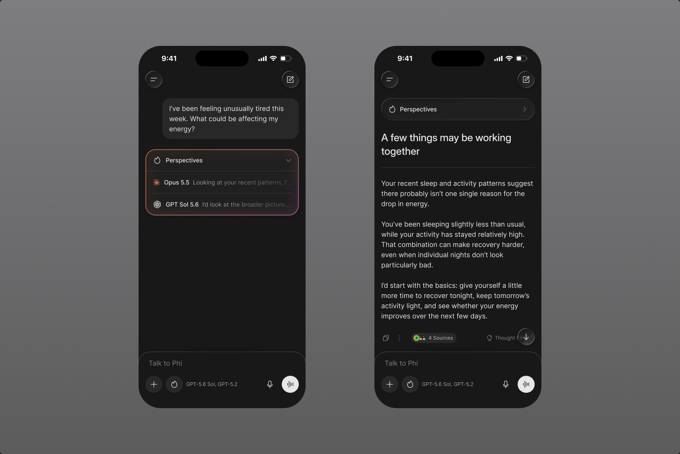 Phi Health AI mobile screen