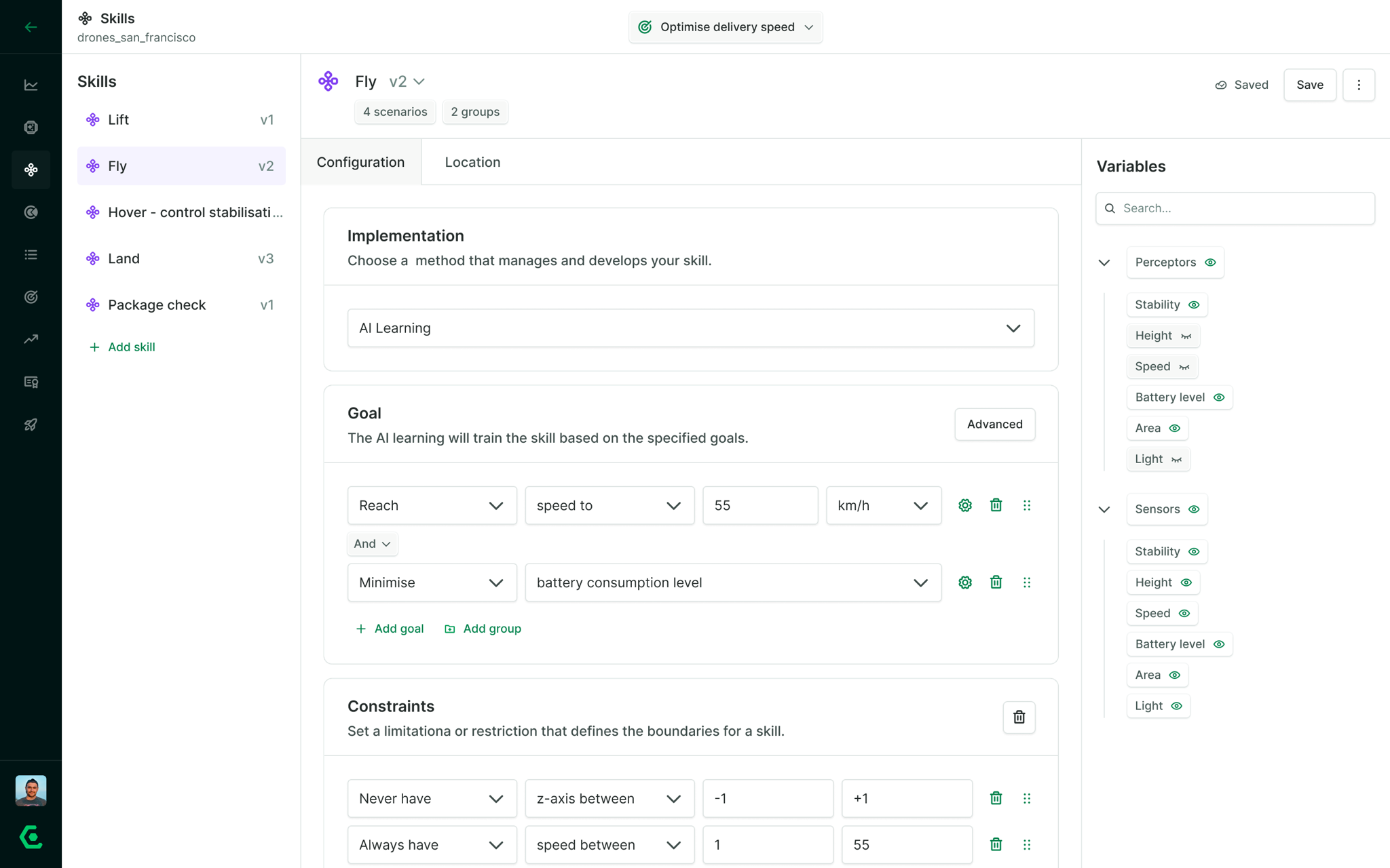 Agent builder configuration screen
